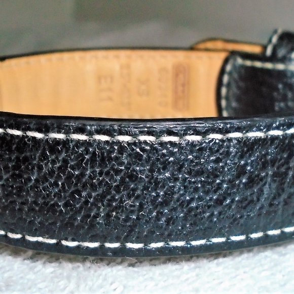 Coach Dog New Coach Black Pebble Leather White Skull Charm Dog Pet